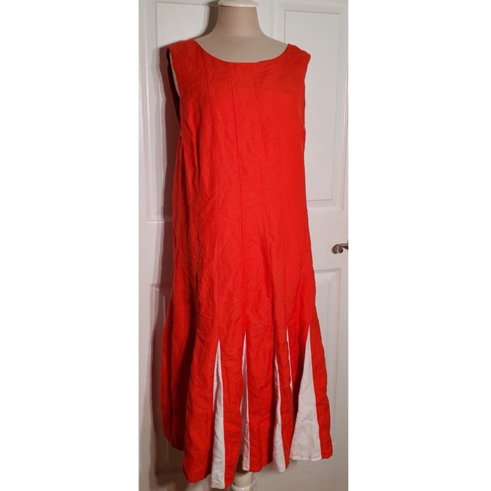ASHLEY STEWART Orange and white sleeveless dress